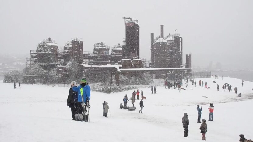 Seattle Snow Day at Gas Works Park